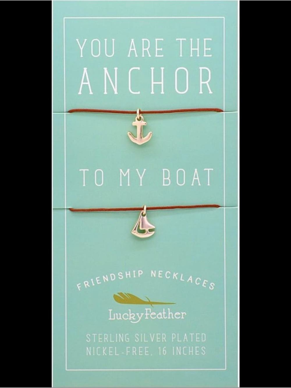 Lucky Feather Anchor & Boat Friendship Necklaces - Sterling Silver Plated